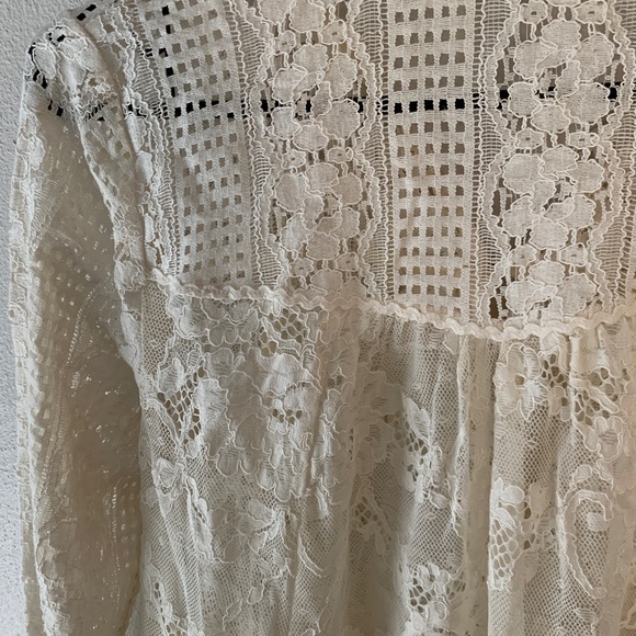 Floreat for Anthropologie Ivory Lacy Tunic Swing Top 8 - Picture 9 of 12